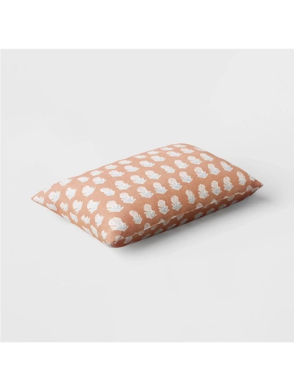 Threshold Orange Floral Block-Print Lumbar Pillow. 14” x 20”